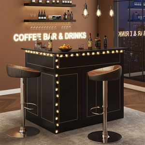 Gabinete de barra de panel de madera en forma de L de 4 niveles con almacenamiento integrado Estante de vino de almacenamiento múltiple Perchas para uso comercial en el hogar - Product Image 6