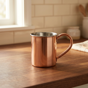 Mug en laiton et acier inoxydable, style moderne, finition cuivrée et polie, fabrication artisanale, laiton antique, en gros - I H C - Product Image 3