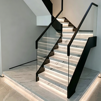 Rampe en verre sans cadre minimaliste moderne avec base en aluminium en forme de U pour verre trempé de 10-12 mm, résistante à la rouille et à l'eau, pour escalier d'hôtel