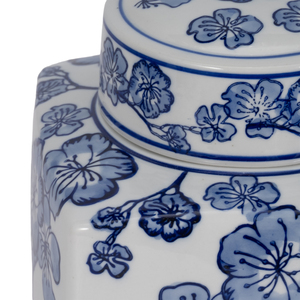 Vaso Decorativo Chinoiserie con Fiori di Ciliegio e Coperchio, Elemento d'Arredo Moderno per Soggiorno e Camera da Letto - Product Image 5