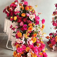Neue 2,4*2,4-m große rosarote, pinkfarbene Kunstblumen Hochzeits-Hintergrundbogen-Dekoration Blumenarrangement Blumenbälle