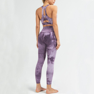 Logotipo personalizado Tie Dye Mujeres Yoga Sets Yoga Suit Set para mujeres Gimnasio al aire libre Fitness Wear - Product Image 5