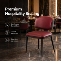 Chaise de salle à manger ergonomique moderne, siège rembourré marron avec structure en métal noir pour hôtel et restaurant