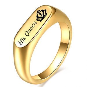 His Queen Crown <b>Ring</b> 6mm Gold Oval <b>Couple</b> Engagement Jewelry Unisex - Product Image 1