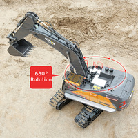 Excavatrice RC en alliage AiJH à 22 canaux, rechargeable, échelle 1:14, avec godet métallique et rotation à 680 degrés, véhicule d'ingénierie jouet