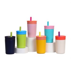 Gobelet isotherme personnalisé en acier inoxydable sans BPA de 12 oz pour enfants, avec paille en silicone - Product Image 1