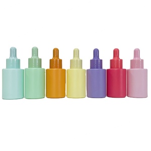 Custom Cosmetic Packaging 30ml Glass Serum <b>Bottle</b> Empty pink Red Blue Green Purple Frosted Essential Oil Glass <b>Dropper</b> <b>Bottle</b> - Product Image 1