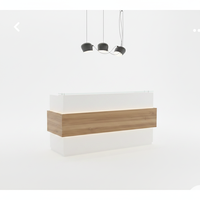 Bureau d'accueil d'angle moderne pliable en bois pour salon de coiffure avec éclairage LED, idéal pour hôpitaux, centres commerciaux, extérieur et hôtels