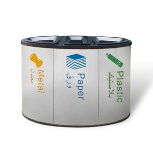 Metal Recycle Bin Bin Manufacturing Government Use Indoor 3 Compartment Trash Can Stainless Steel Metal Recycle Bin Dustbin