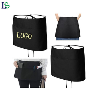Delantal de Media Pierna de Poliéster Negro Reutilizable de Alta Calidad y a la Moda para Chefs y Camareros, con Logotipo Personalizado, Lavable - Product Image 1