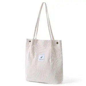 GOTS personal isierte schlichte benutzer definierte Logo recycelte faltbare Shopping Lady Strand Schulter mit Tasche ästhetische Cord Einkaufstasche