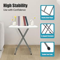 Table de camping pliable réglable - 30x20, pliable, 5 réglages de hauteur, légère, en polyéthylène HDPE, design contemporain, pour l'extérieur