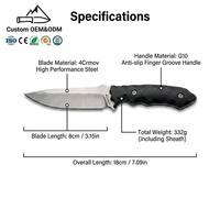 DIY Feststehende Klinge Bushcraft-Messer 4CrMoV Stahl ABS-Griff Camping Überlebensmesser Individuelles Logo 3,0mm 18cm Outdoor-Messer Maßanfertigung Großhandel