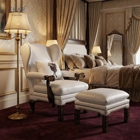 Fauteuil lounge EKAR Chateau Lafite &amp;   Ottoman |   Ensemble en velours capitonné classique français
