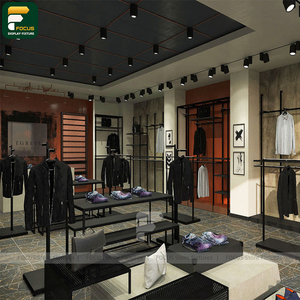 Luxury Clothing Store Display Cabinet Garment Wall Rack Shelf <b>Reception</b> <b>Counter</b> Mirror Boutique Unit - Product Image 1