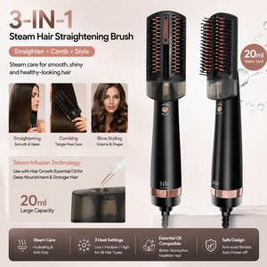 Cepillo <span class=keywords><strong>de</strong></span> <span class=keywords><strong>Vapor</strong></span> para el Cabello 3 en 1 para Uso Doméstico, <span class=keywords><strong>Plancha</strong></span> Eléctrica Profesional para Alisar el Cabello, Peine Secador <span class=keywords><strong>de</strong></span> Cabello y Cuero Cabelludo con Tanque <span class=keywords><strong>de</strong></span> Agua <span class=keywords><strong>de</strong></span> 20 ml - Product Image 1