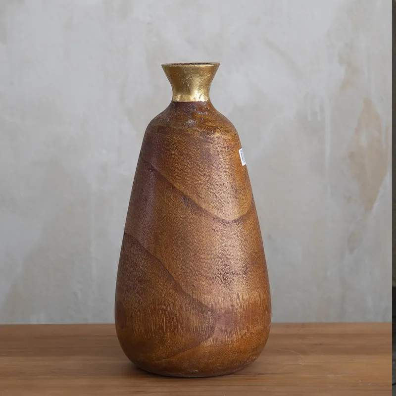 Minhui vaso de madeira minimalista, vaso de madeira seca para decoração de casa, sala de estar, sala de tv e desktop