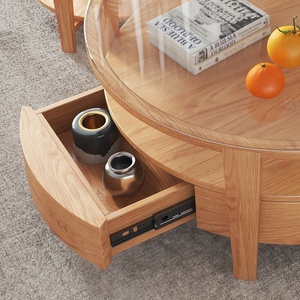 Mobili Salotto moderno Tavolino di Stoccaggio di Legno <span class=keywords><strong>Rotondo</strong></span> <span class=keywords><strong>Design</strong></span> In <span class=keywords><strong>Vetro</strong></span> Tavolino Top - Product Image 3
