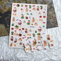 Autocollants pour ongles de Noël en relief 5D, bonhomme de neige mignon, homme en pain d'épices, arbre de Noël, autocollants adhésifs pour ongles, décorations de manucure d'hiver