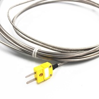 Sensor Suhu Termokopel Diameter 3mm 6mm 8mm dengan Steker Kuning Dapat Disesuaikan Kabel MI Termokopel Tipe K Berlapis Baja