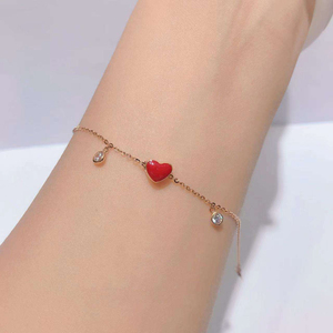 Pulseras de Oro Puro de 18K con Dijes Brillantes, Diseño Simple con Colgante de Corazón, Joyería Real de Moda con Certificado para Fiestas y Bodas - Product Image 3