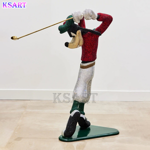 Sculpture de Goofy colorée incrustée de diamants, jouant au golf, recouverte de strass, Goofy de dessin animé pour décoration de galerie, artisanat en résine - Product Image 2