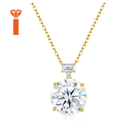 Collier en argent S925 plaqué or avec pendentif en moissanite ronde de 10 carats, certificat GRA, collier à double couche, pendentif de luxe