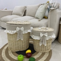 Panier de rangement en osier et rotin de fournisseurs bon marché avec couvercle pour solution d'organisation du linge