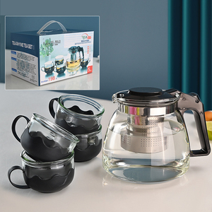 Service à thé en verre 5 pièces grande capacité avec filtre Kung Fu pour <span class=keywords><strong>la</strong></span> maison, <span class=keywords><strong>la</strong></span> restauration et les cafés - Product Image 2