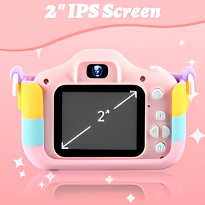 Cámara Infantil de Comercio Exterior, <span class=keywords><strong>Mini</strong></span> Cámara de Fotos de Silicona con Diseño de Cachorro Arcoíris Rosa, Anti-Caídas, Pantalla HD de 2.0 Pulgadas, Video y Foto - Product Image 2