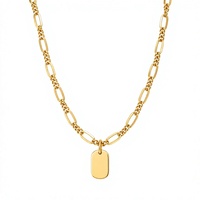 Collier miniature en métal doré personnalisé, chaîne à maillons ovales, pendentif, bijoux pour femmes
