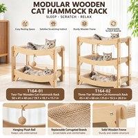 Hamac pour chat en bois à deux ou trois niveaux avec griffoirs incurvés et balles suspendues, conception personnalisée OEM ODM