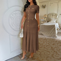 Robe moulante élégante unie à manches courtes pour femme, style européen et américain, avec effet galbant