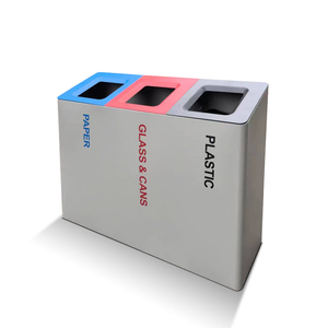 Contenedor de <span class=keywords><strong>Reciclaje</strong></span> Interior de 3 <span class=keywords><strong>Compartimentos</strong></span> con Tapa de Cierre Suave Silencioso, <span class=keywords><strong>Cubo</strong></span> de <span class=keywords><strong>Basura</strong></span> de Metal con Recubrimiento en Polvo - Product Image 1