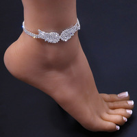 Nouvelle Arrivée Chaîne de Cheville Ailes Scintillantes Tendance, Chaîne de Poignet Strass Brillant, Bijou Unisexe en Forme d'Aile d'Ange et de Cœur, Plaqué Or pour Fête