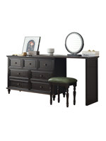 Table de maquillage et de coiffure réglable en bois massif, style classique et moderne américain, avec miroir et armoire intégrée, mobilier de chambre