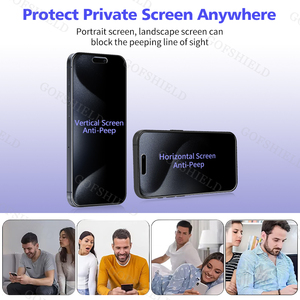 Gofshield 4way Bộ lọc riêng tư chống Spy bảo vệ màn hình phim giảm ánh sáng màu xanh chống chói bảo vệ mắt tùy chỉnh kích thước cho <span class=keywords><strong>Iphone</strong></span> 15 - Product Image 3