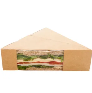 סנדוויץ' קרפט נייר סנדוויץ' טריז להוציא קופסא משולש קופסת סנדוויץ' עם חלון לממתקי מאפה עוגה