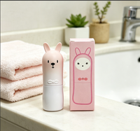 Tube vide pour rouge à lèvres/baume à lèvres en forme d'alpaga de dessin animé mignon pour enfants, en matériau ABS, avec bouchon à vis et marquage à chaud