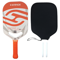 Raket Pickleball Permukaan Serat Karbon Dilengkapi Lapisan Permukaan Bertenaga Kontrol Putaran 16mm Untuk Hiburan Pertandingan Turnamen