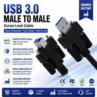 LUNG KAY Kabel Industri USB 3.0 Kunci Sekrup Ganda 5Gbps Data Kecepatan Tinggi untuk Penyimpanan Server Pemindai Kamera Visi Mesin