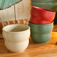 Tasse à main en céramique couleur unie mate, style nordique, empilable, 6 couleurs assorties, compatible micro-ondes et lave-vaisselle, cadeau pour la maison