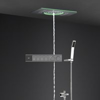 Ensemble de douche colonne de luxe à affichage numérique thermostatique, 4 fonctions, avec pommeau de douche LED effet pluie et cascade