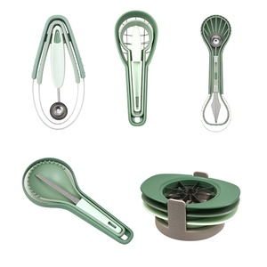 Couteau à découper les fruits en acier inoxydable trois-en-un, cuillère à pastèque/fruits, ensemble de trois pièces, manuel, multifonction, compatible lave-vaisselle - Product Image 4