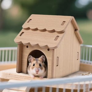 Grande nido di legno massiccio per piccoli animali per criceti scoiattoli ricci orsi d'oro maiali polli - Product Image 3