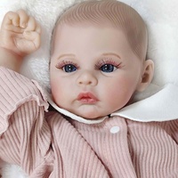 Poupée Reborn Fille R&B de 18 Pouces, Réaliste, Mignonne, Yeux Bleus Ouverts, avec de Longues Cils