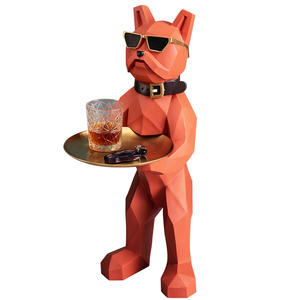 Große Geometrische Kampfhund-Statue aus Kunstharz, Kunsthandwerk und Dekoration mit Bodenaufbewahrung für Wohnzimmer, Möbel, Hotel, Einweihungsgeschenk - Product Image 1
