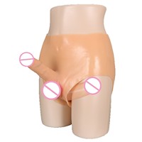 Dildo double réaliste personnalisé avec harnais-culotte, produit de fantaisie pour adultes, fabricant, commande en gros