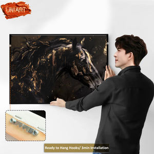 <span class=keywords><strong>Peinture</strong></span> numérique sur toile abstraite dorée brillante représentant un <span class=keywords><strong>cheval</strong></span>, art mural équestre, portrait équin, décoration murale, cristal noir, stalleon - Product Image 4