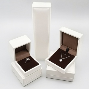 Custom Logo <b>White</b> Rectangle PU Leather Fashionable Jewelry <b>Box</b> for Rings Bracelets Studs for Retail Stores Christmas <b>Gifts</b> - Product Image 3